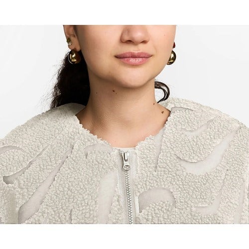 Nike Sportswear Cozy Long-Haired All-Over Swoosh Logo Lined Loose Full-Zip Kadın CEKET-FV8025-104