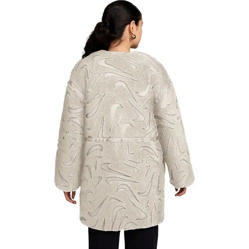 Nike Sportswear Cozy Long-Haired All-Over Swoosh Logo Lined Loose Full-Zip Kadın CEKET-FV8025-104
