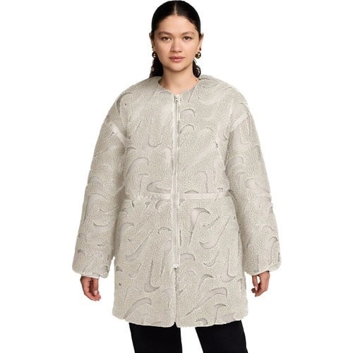 Nike Sportswear Cozy Long-Haired All-Over Swoosh Logo Lined Loose Full-Zip Kadın CEKET-FV8025-104