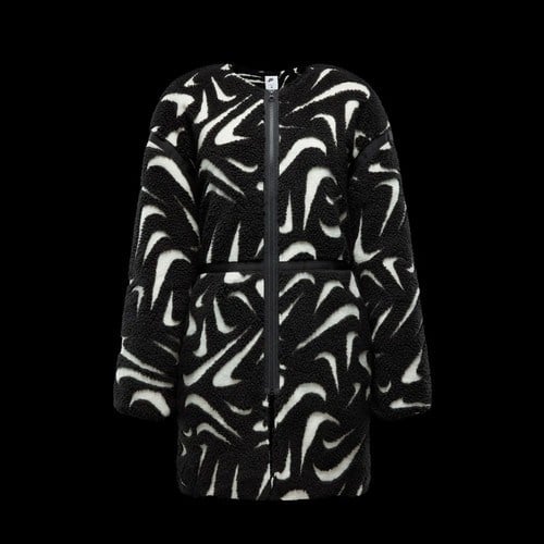 Nike Sportswear Cozy Long-Haired All-Over Swoosh Logo Lined Loose Full-Zip Kadın CEKET-FV8025-010