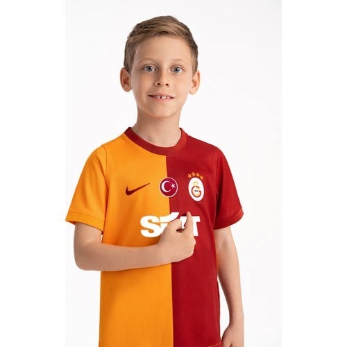 Nike Turuncu - Kırmızı Erkek Çocuk Bisiklet Yaka Kısa Kollu Forma FN0206-836 Gs Y Nk Df Ftbl Top Ss H