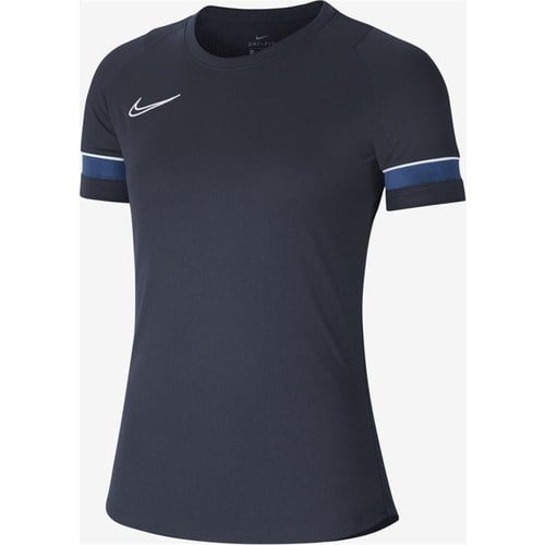 Nike W Academy 21 Kadın Tişört  CV2627-453 Lacivert Rahat Kesim Günlük Kullanım için Uygun