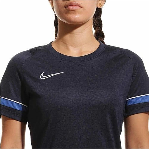 Nike W Academy 21 Kadın Tişört  CV2627-453 Lacivert Rahat Kesim Günlük Kullanım için Uygun