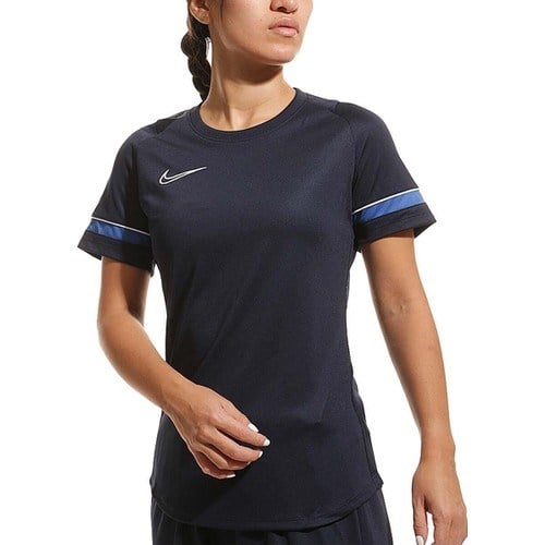 Nike W Academy 21 Kadın Tişört  CV2627-453 Lacivert Rahat Kesim Günlük Kullanım için Uygun