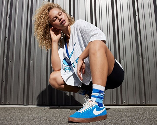 NIKE W BLAZER LOW '77 VNTG Unisex Günlük Ayakkabı FQ8060-400 Mavi