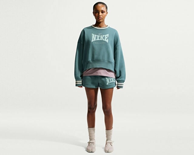 NIKE W NK PHX FLC OS CREW GX1 Kadın Günlük Sweatshirt IR5214-382 Yeşil