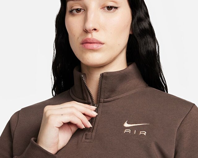 NIKE W NSW AIR FLC TOP Kadın Günlük Kısa Sweatshirts FB8067-237 Kahverengi