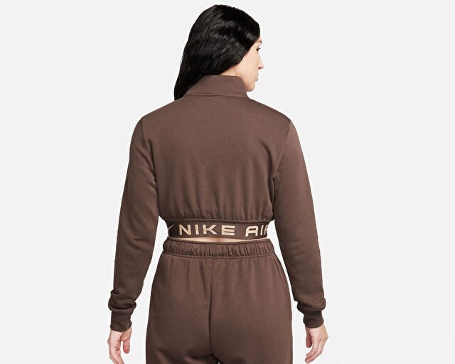 NIKE W NSW AIR FLC TOP Kadın Günlük Kısa Sweatshirts FB8067-237 Kahverengi