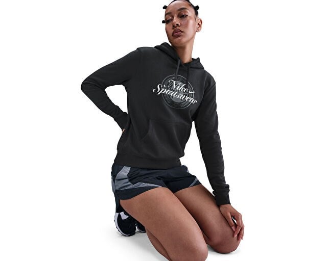 NIKE W NSW CLUB FLC GX STD PO HDY Kadın Günlük Sweatshirt IH8496-010 Siyah