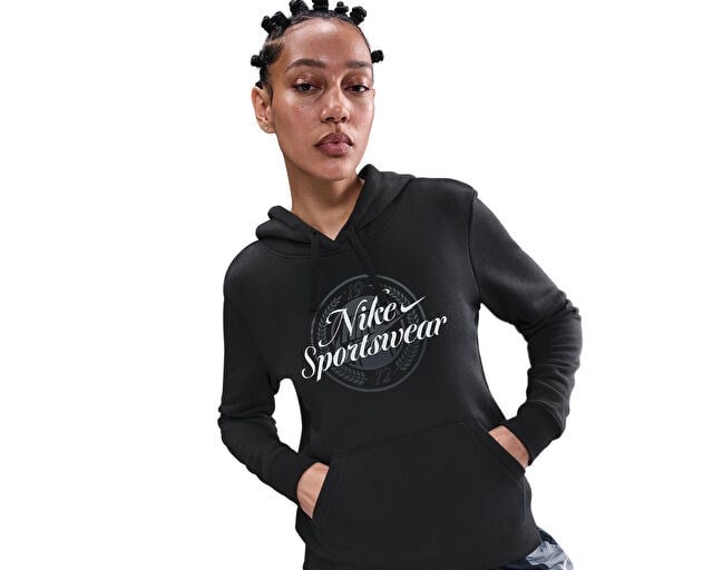 NIKE W NSW CLUB FLC GX STD PO HDY Kadın Günlük Sweatshirt IH8496-010 Siyah