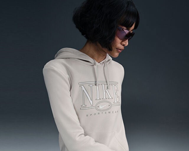 NIKE W NSW CLUB FLC STD GX HDY Kadın Günlük Sweatshirts IB1992-104 Bej
