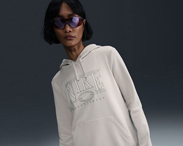 NIKE W NSW CLUB FLC STD GX HDY Kadın Günlük Sweatshirts IB1992-104 Bej