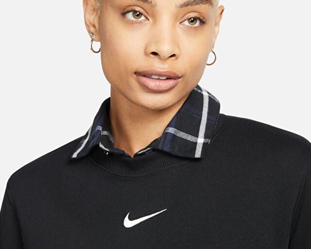NIKE W NSW PHNX FLC STD CREW Kadın Günlük Sweatshirts DQ5751-010 Siyah