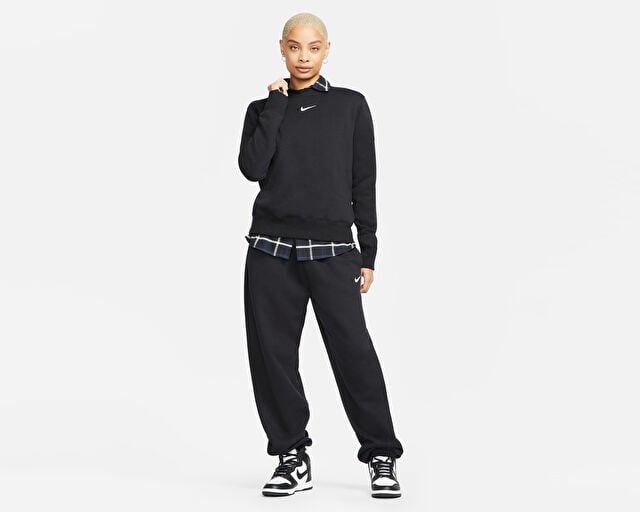 NIKE W NSW PHNX FLC STD CREW Kadın Günlük Sweatshirts DQ5751-010 Siyah