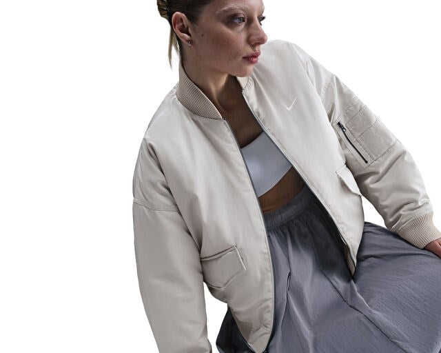NIKE W NSW RVRSBL BOMBER JKT Kadın Günlük Ceket (Çift Taraflı) HV2812-072 Siyah