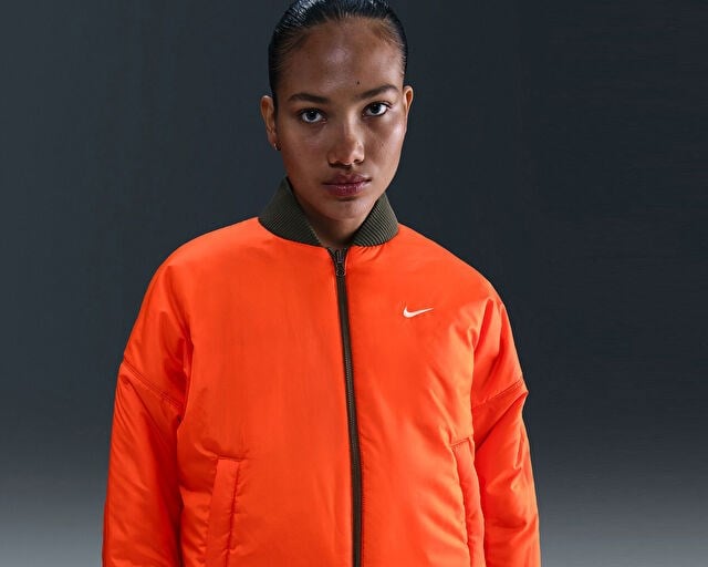 NIKE W NSW RVRSBL BOMBER JKT Kadın Günlük Ceket (Çift Taraflı) HV2812-222 Kahverengi