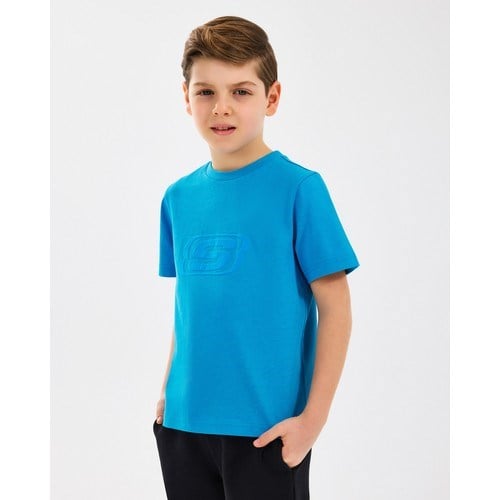 Skechers B Essentials T-Shirt Büyük Erkek Çocuk Mavi Tshirt SK232080-315