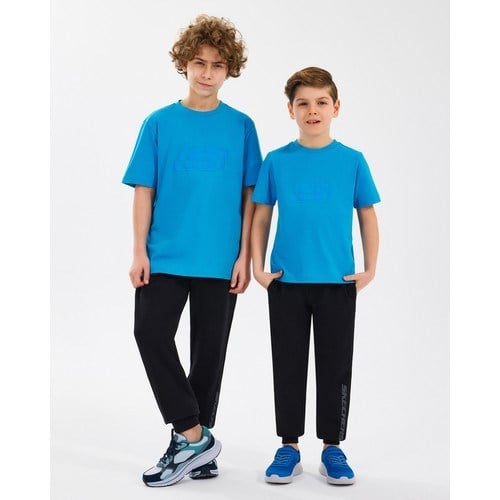 Skechers B Essentials T-Shirt Büyük Erkek Çocuk Mavi Tshirt SK232080-315
