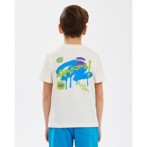 Skechers B Graphic Tee T-Shirt Büyük Erkek Çocuk Offwhite Tshirt Sk2510030-102