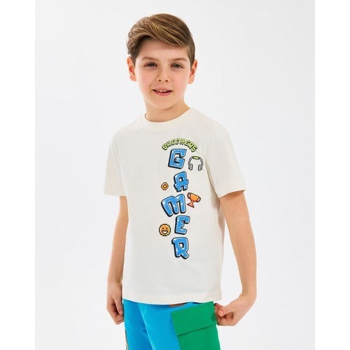 Skechers B Graphic Tee T-Shirt Büyük Erkek Çocuk Offwhite Tshirt Sk2510028-102