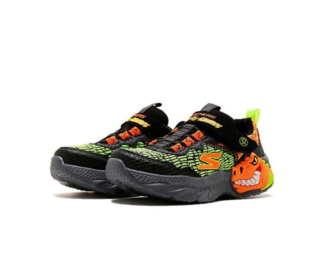 SKECHERS DINO - LIGHTS Çocuk Günlük Işıklı Ayakkabı 400615L-BKOR Siyah