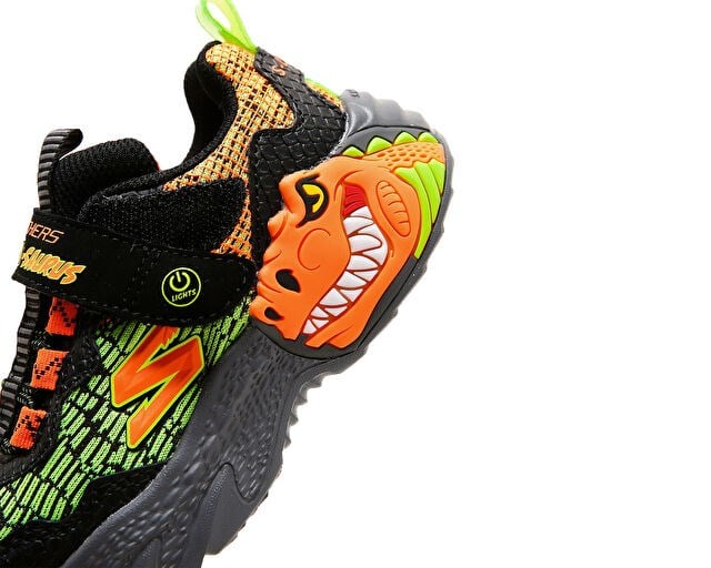 SKECHERS DINO - LIGHTS Çocuk Günlük Işıklı Ayakkabı 400615L-BKOR Siyah