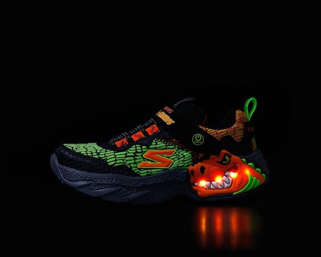 SKECHERS DINO - LIGHTS Çocuk Günlük Işıklı Ayakkabı 400615L-BKOR Siyah