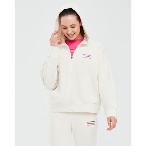 Skechers Essential W Full Zip Hoodie Sweatshirt Kadın Beyaz Sweatshirt S232242-102