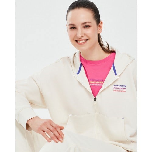 Skechers Essential W Full Zip Hoodie Sweatshirt Kadın Beyaz Sweatshirt S232242-102