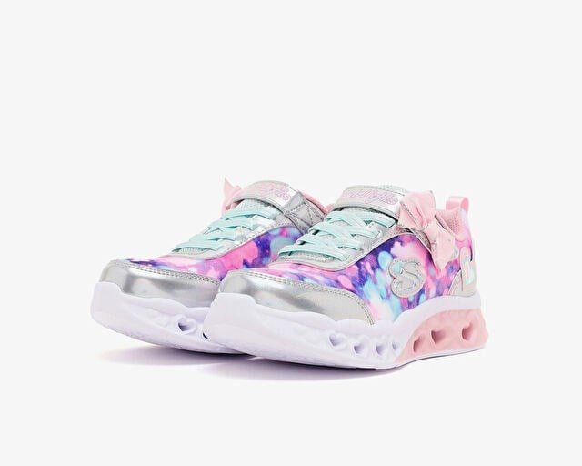 SKECHERS FLUTTER HEART LIGHTS - BLURRED LOVE Çocuk Günlük Işıklı Ayakkabı 303255L-SLLP Gri