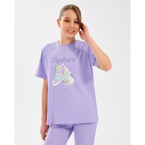 Skechers G Graphic Tee T-Shirt Büyük Kız Çocuk Mor Tshirt SK2510019-505