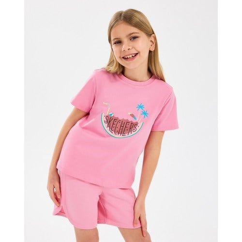 Skechers G Graphıc Tee T-Shirt Büyük Kız Çocuk Pembe Tshirt Sk2510132-610