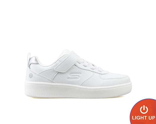 SKECHERS SPORT COURT 92 Çocuk Günlük Işıklı Ayakkabı 400623L-WHT Beyaz