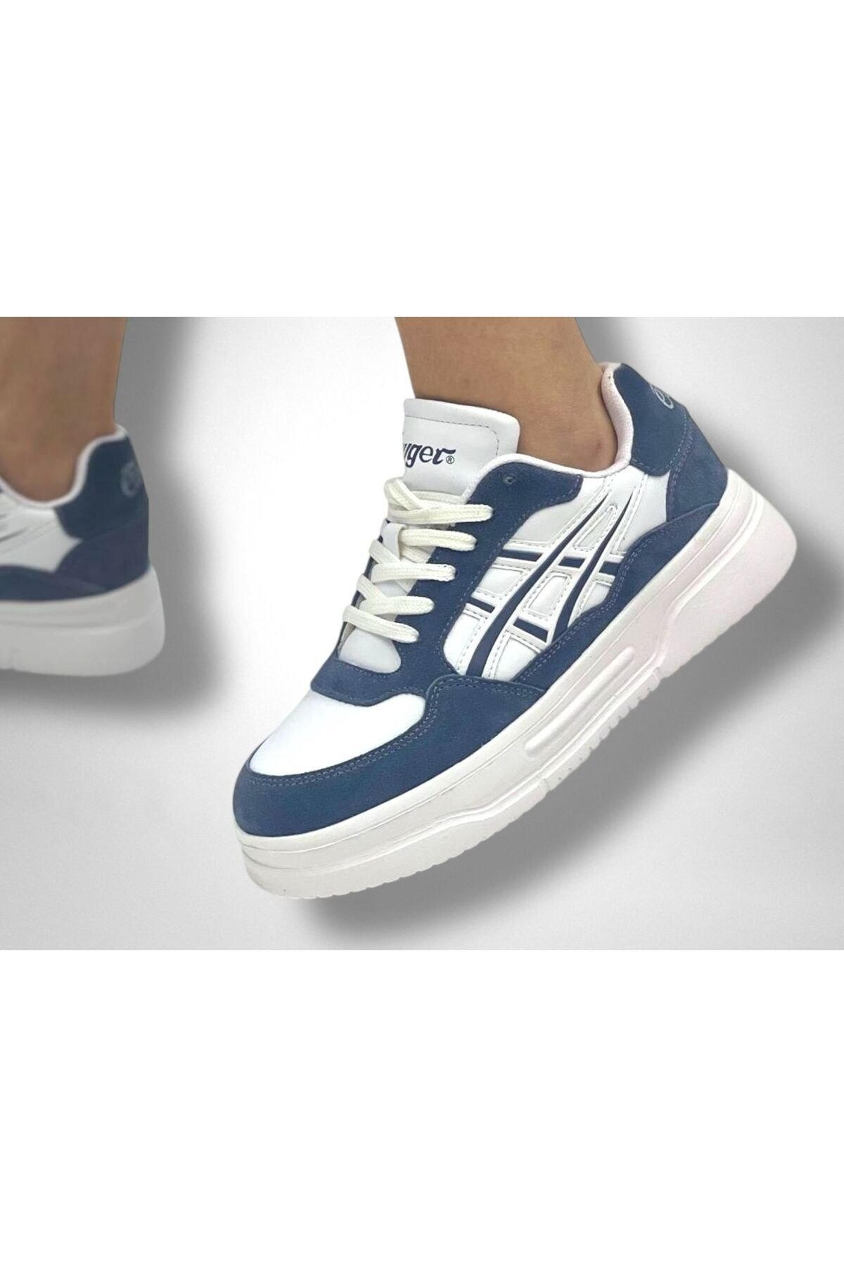 3128 İndigo Mavi Gerçek Deri Ultra Hafif Kaymaz Rahat Günlük Sneaker Ayakkabı