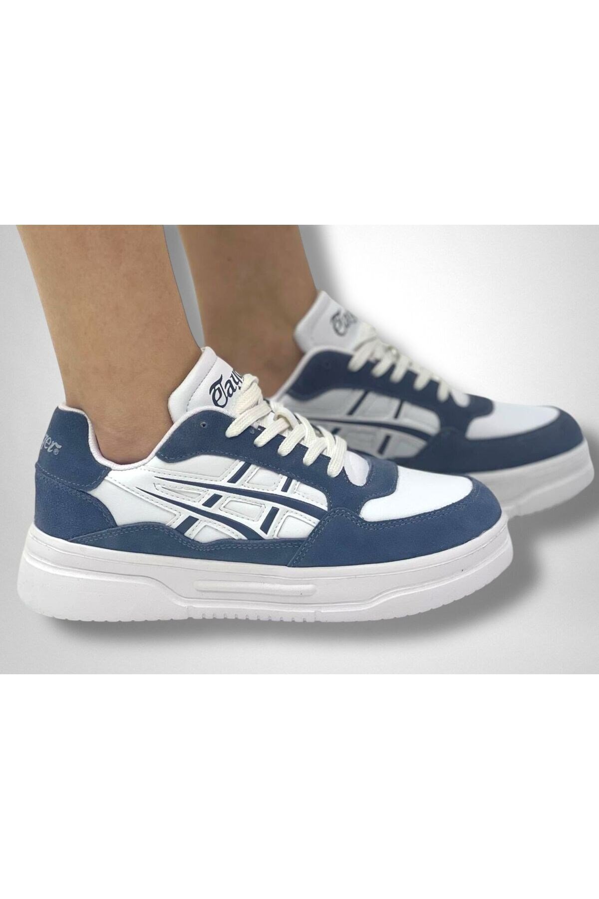 3128 İndigo Mavi Gerçek Deri Ultra Hafif Kaymaz Rahat Günlük Sneaker Ayakkabı