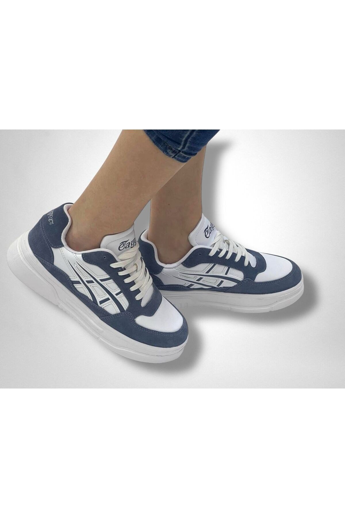3128 İndigo Mavi Gerçek Deri Ultra Hafif Kaymaz Rahat Günlük Sneaker Ayakkabı