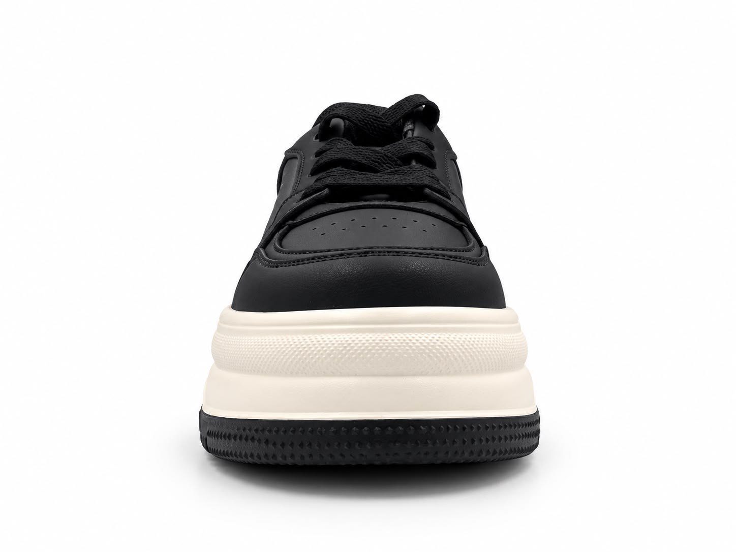 Kadın Beyaz Vizon Yüksek Kalın Taban Deri Casual Sneaker Spor Ayakkabı