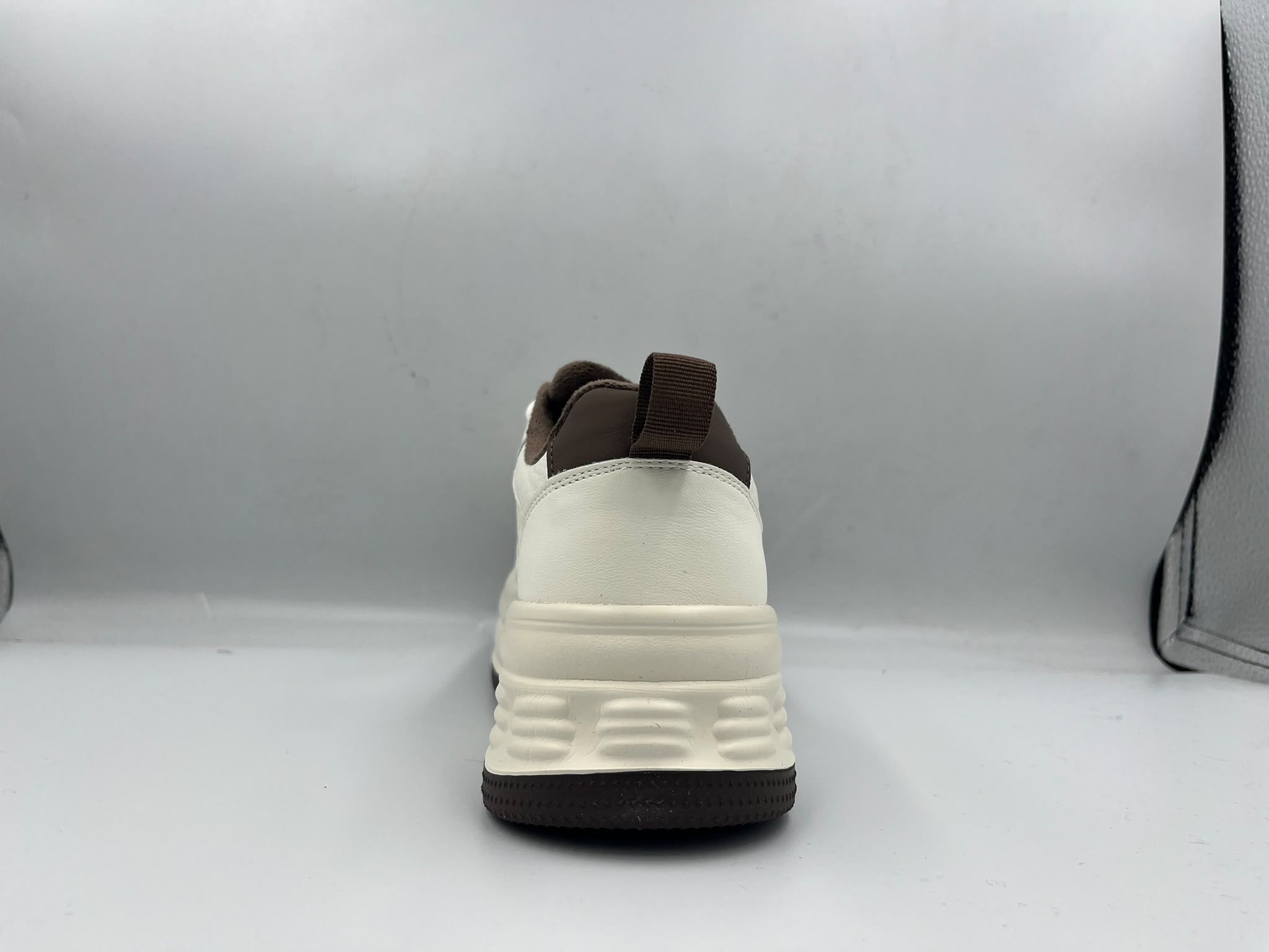 Kadın Beyaz Vizon Yüksek Kalın Taban Deri Casual Sneaker Spor Ayakkabı