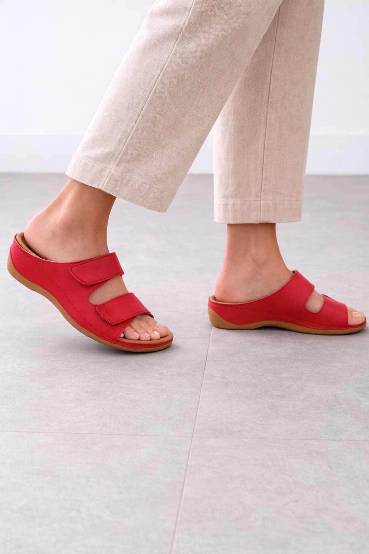 Kadın Kırmızı Jelly Cool Halluks Valgus Ortopedik Terlik - Anneler Günü Hediyesi