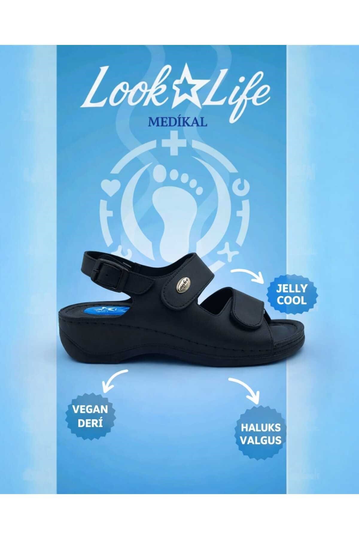 Kadın Siyah Jelly Cool Halluks Valgus Ortopedik Terlik - Anneler Günü Hediyesi