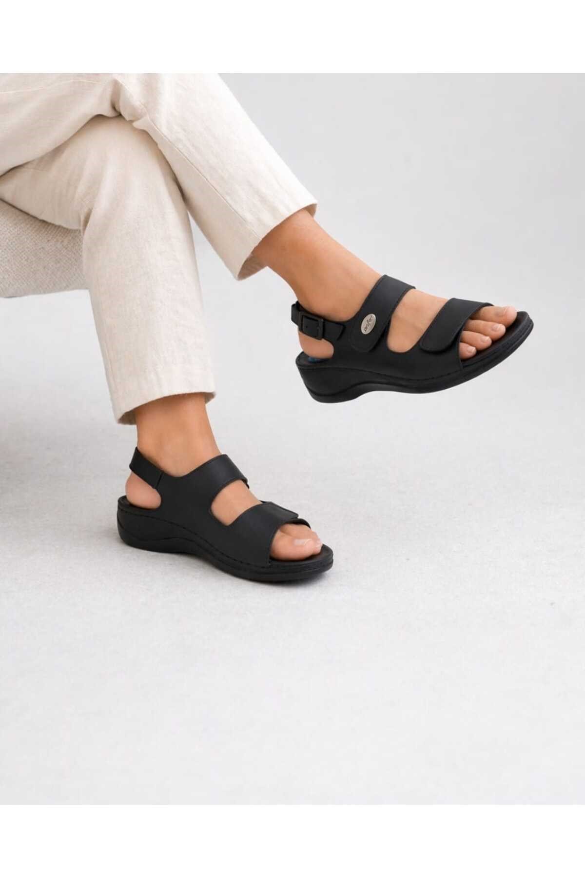 Kadın Siyah Jelly Cool Halluks Valgus Ortopedik Terlik - Anneler Günü Hediyesi