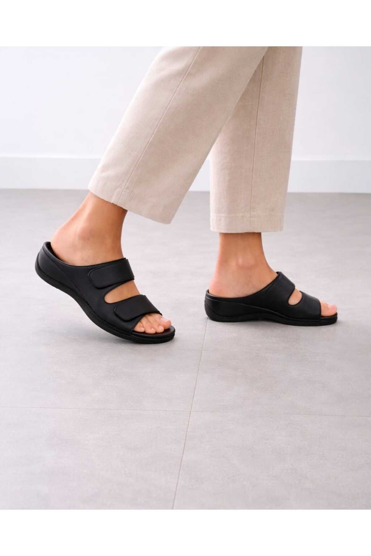 Kadın Siyah Jelly Cool Halluks Valgus Ortopedik Terlik - Anneler Günü Hediyesi