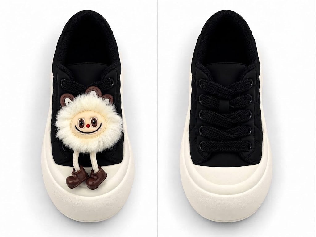Look Life Kalın Tabanlı Pelüş Figürlü Sneaker Ayakkabı