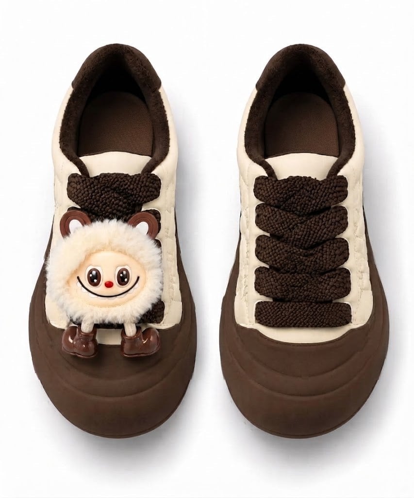 Look Life Kalın Tabanlı Pelüş Figürlü Sneaker Ayakkabı