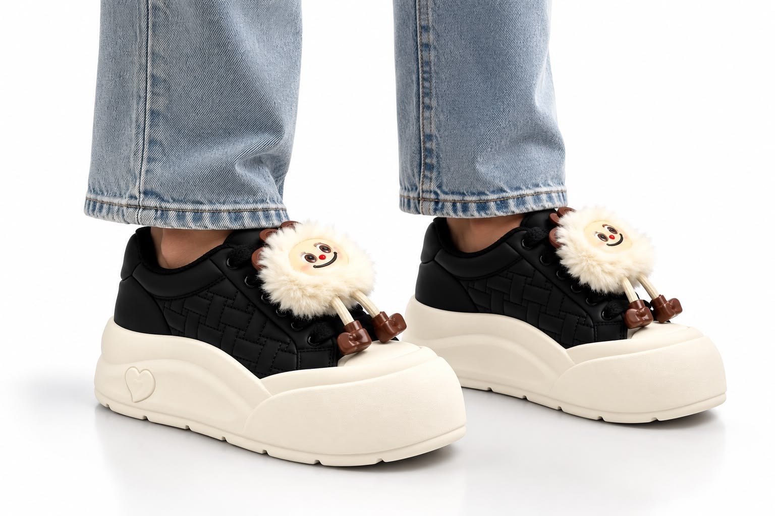 Look Life Kalın Tabanlı Pelüş Figürlü Sneaker Ayakkabı
