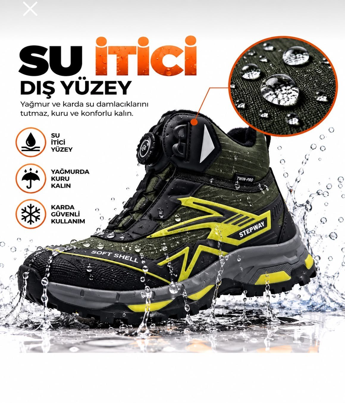 Look Life Twin-Pro Otomatik Tokalı Su İtici Özellikli Kaymaz Taban Outdoor Trekking Botu