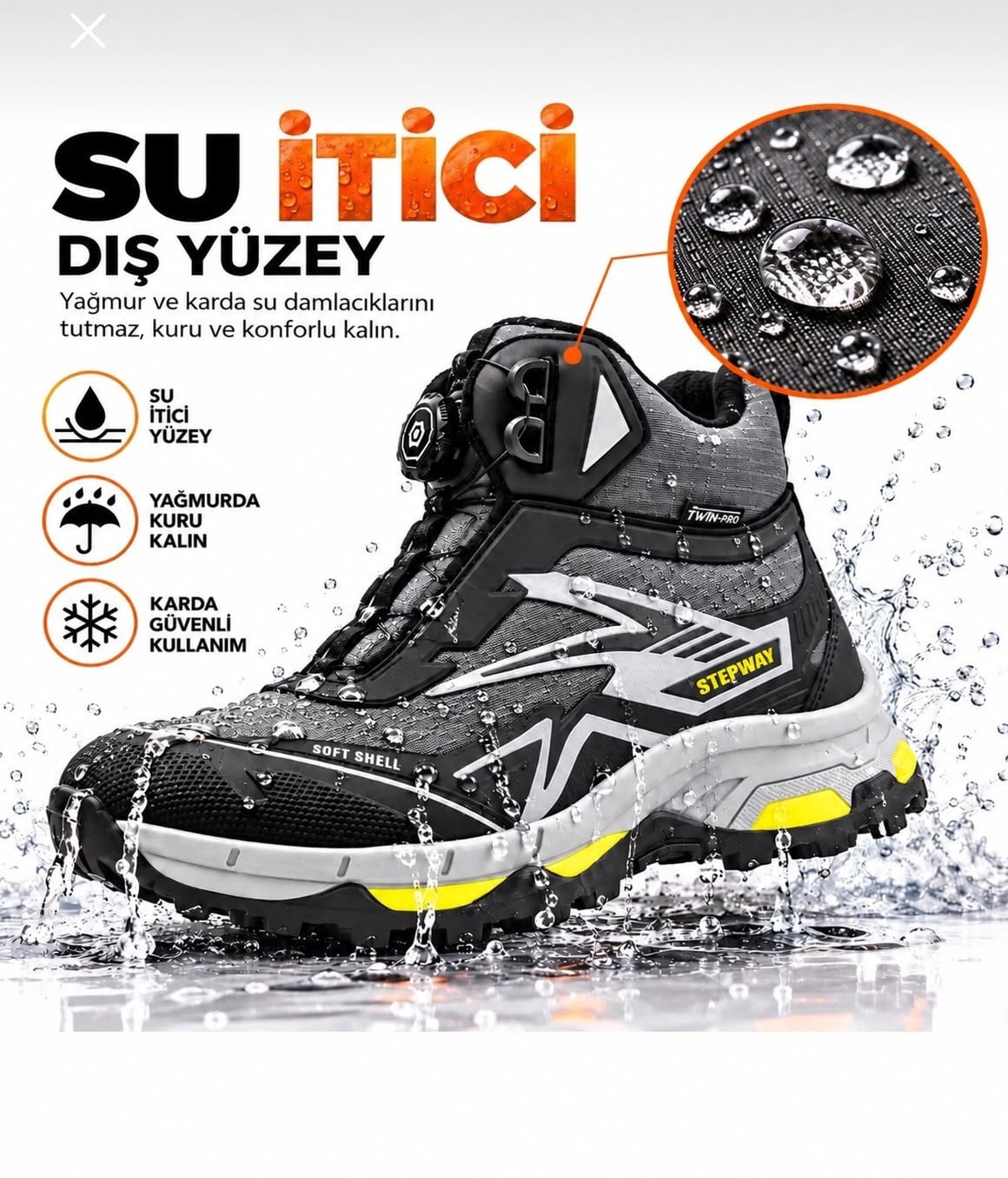 Look Life Twin-Pro Otomatik Tokalı Su İtici Özellikli Kaymaz Taban Outdoor Trekking Botu