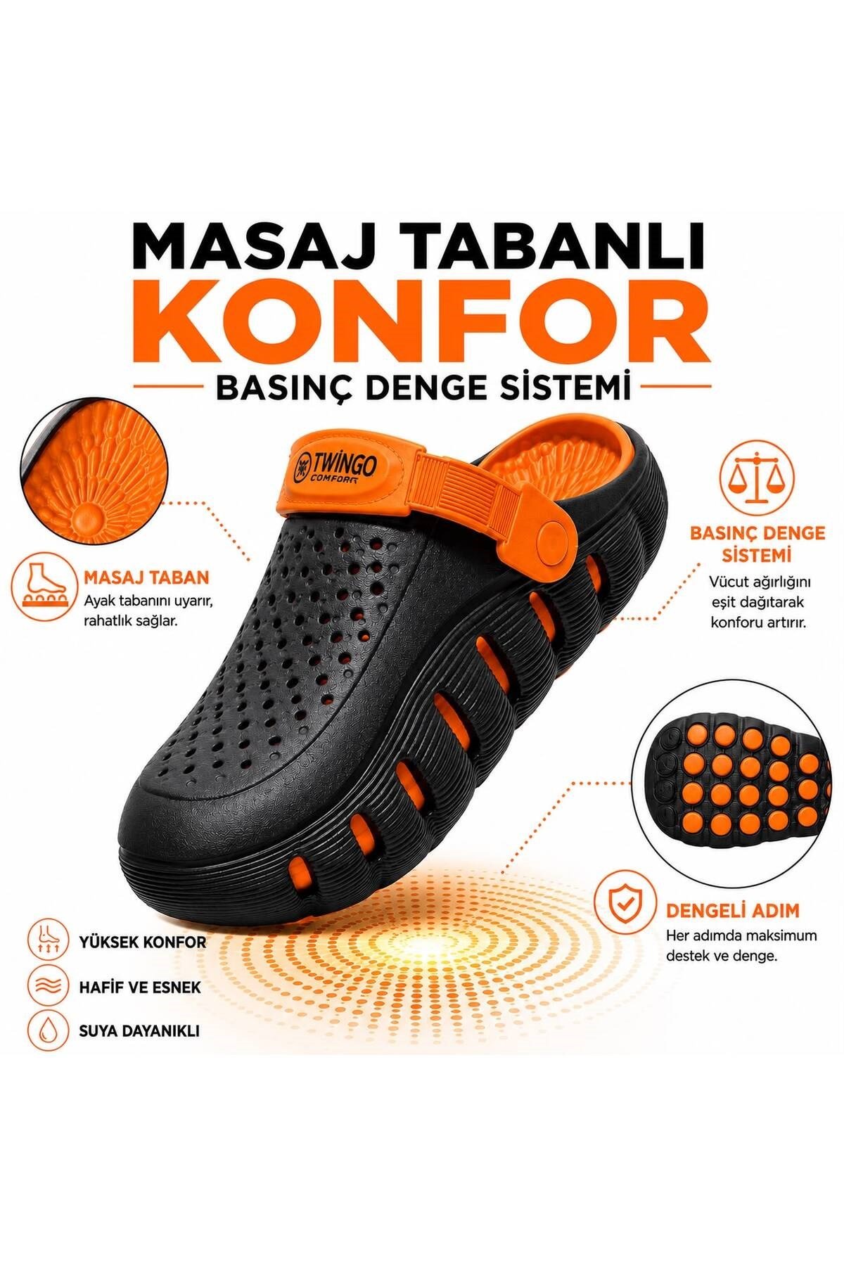 Premium Comfort Unisex Ortopedik Günlük, Masaj Tabanlı Basınç Denge Sistemli Plaj ve Hastane Terliği