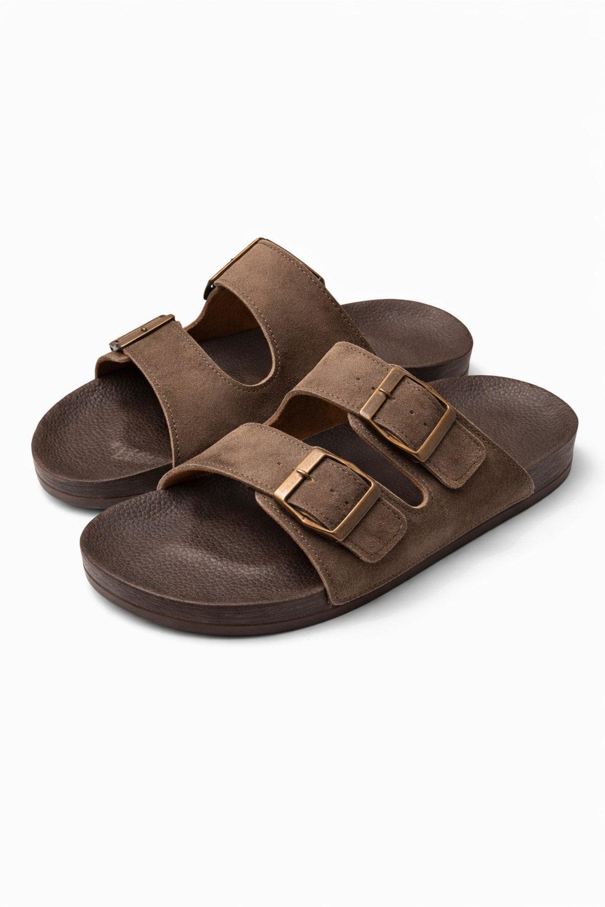 Premium Unisex Süet Görünümlü Çift Tokalı Rahat Anatomik Terlik