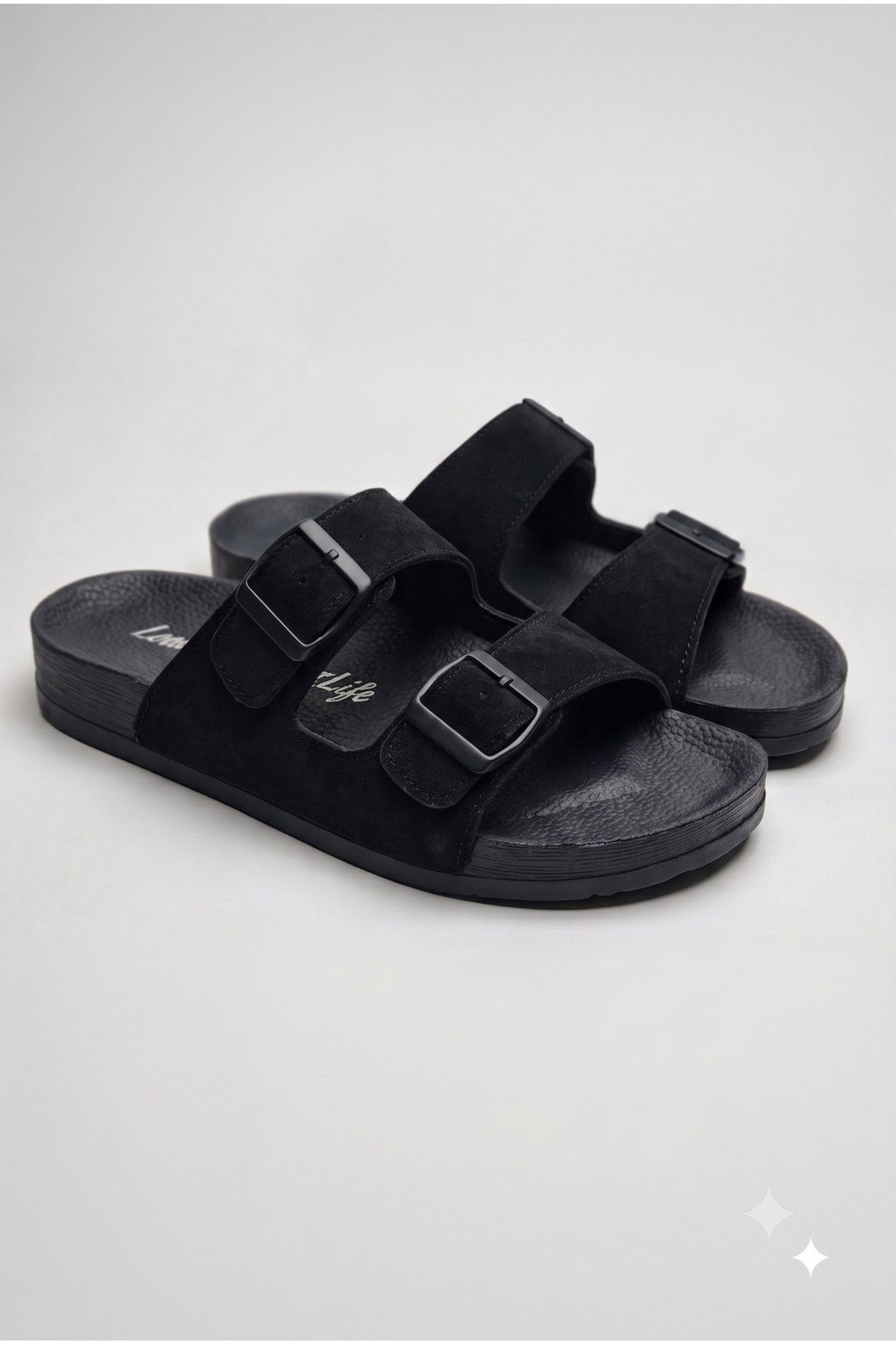 Premium Unisex Süet Görünümlü Çift Tokalı Rahat Anatomik Terlik